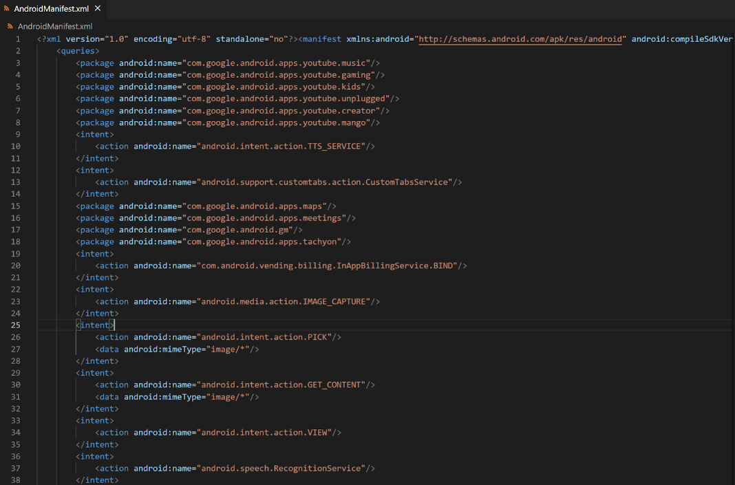 Youtube ReVanced’s AndroidManifest.xml file