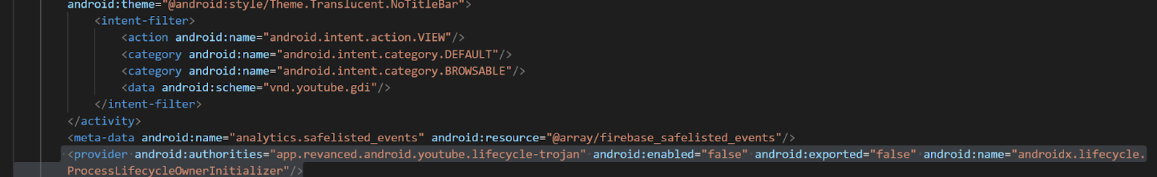 Youtube ReVanced’s AndroidManifest.xml - ReVanced Trojan File