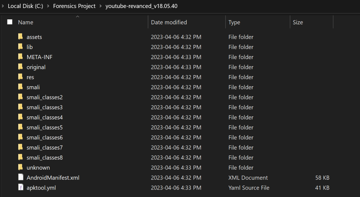 Contents of Youtube ReVanced APK